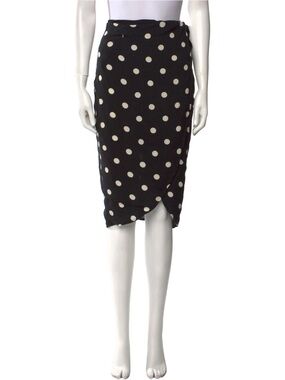 Reformation Black and Cream Polka Dot Midi Wrap Skirt